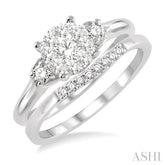 1/2 ctw Diamond Wedding Set with 1/2 ctw Lovebright Engagement Ring and 1/20 ctw Wedding Band in 14K White Gold